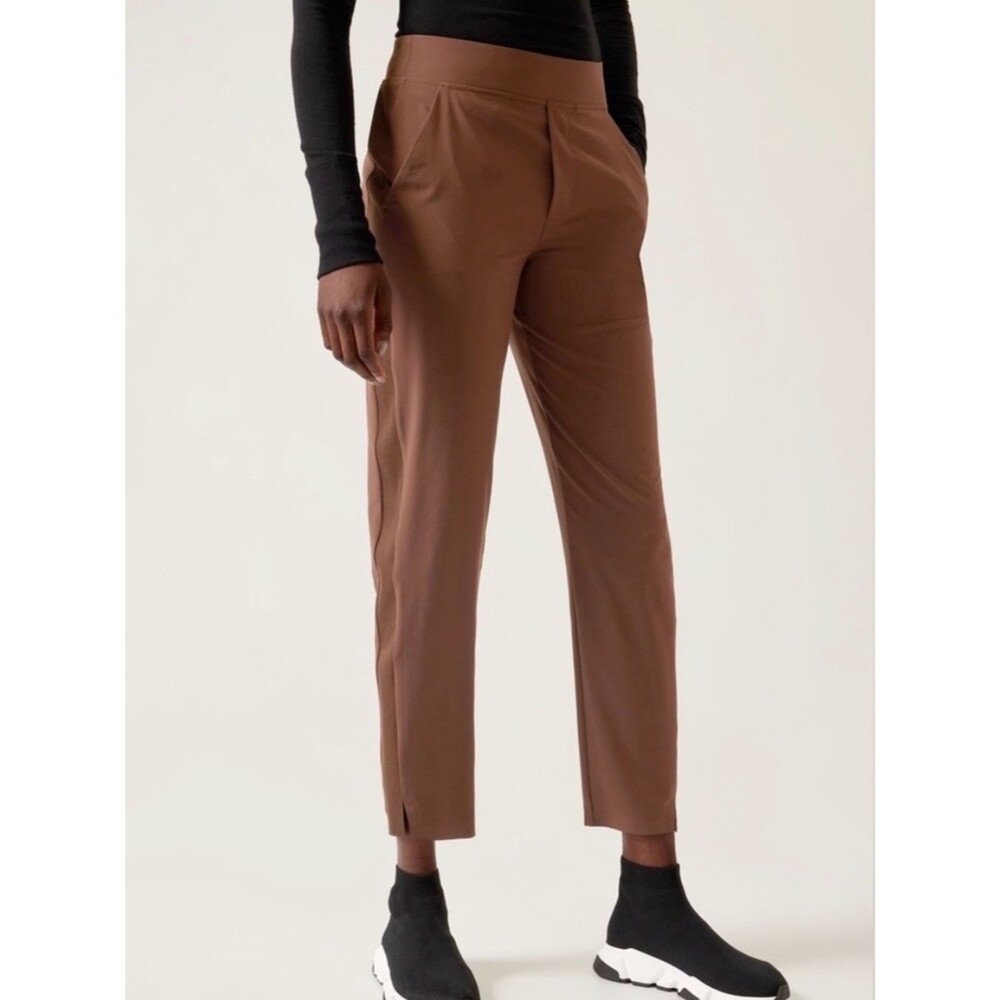 NWT Athleta Brooklyn Ankle Pant 12 Tall Mahogany Brown Travel Stretch Tapered